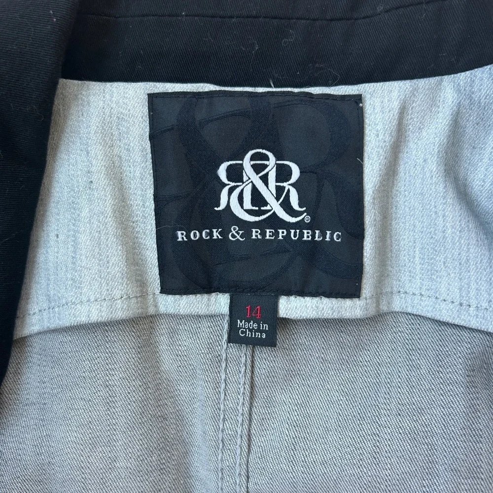 Rock & Republic‎ Womens Blazer Jean Size 14 Single Button - Picture 4 of 7